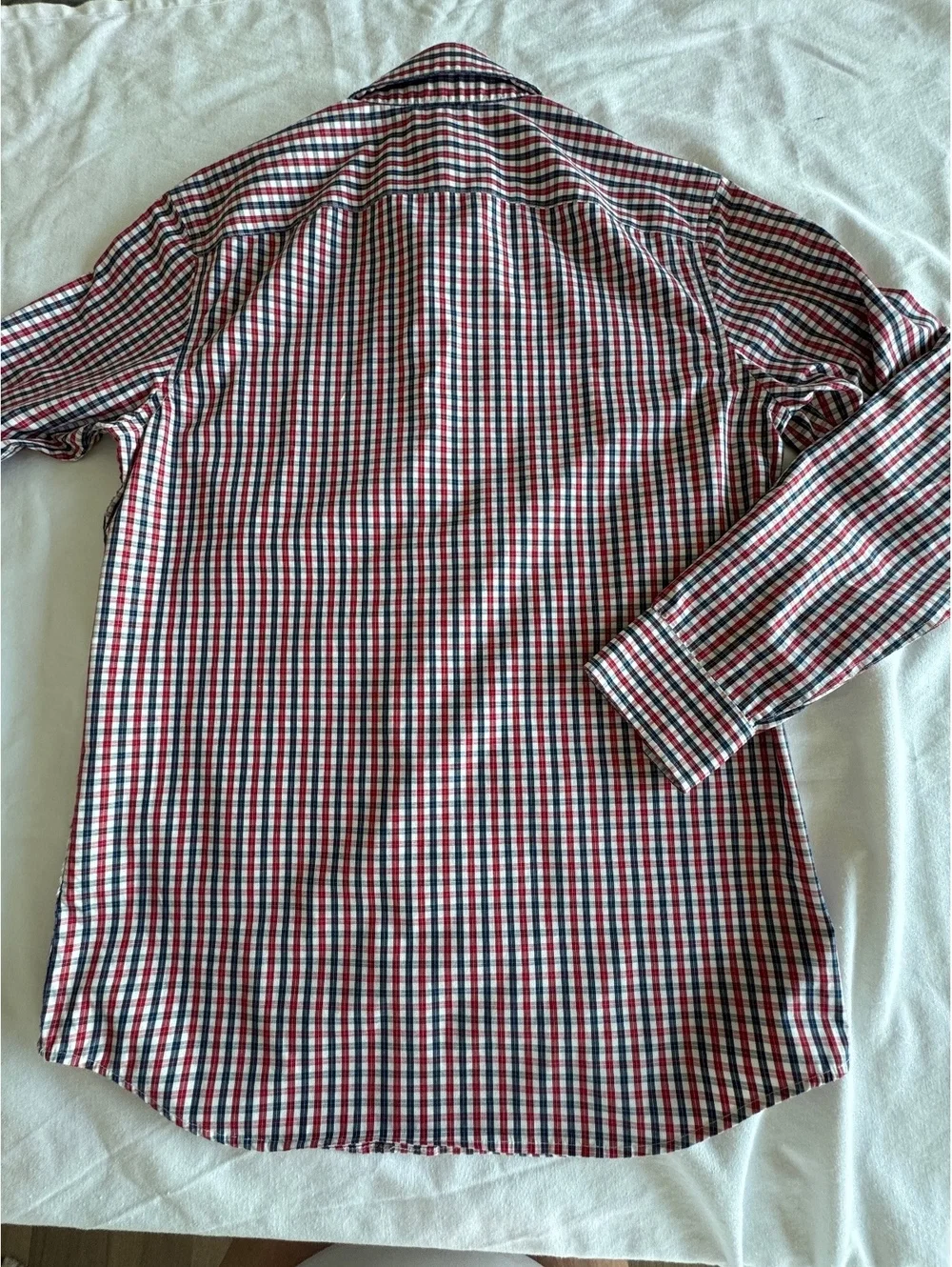 Banana Republic Men’s Check Button Down Navy & Red size Small
